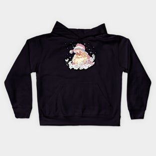 Cute pink Santa with vintage white flowers. Kids Hoodie